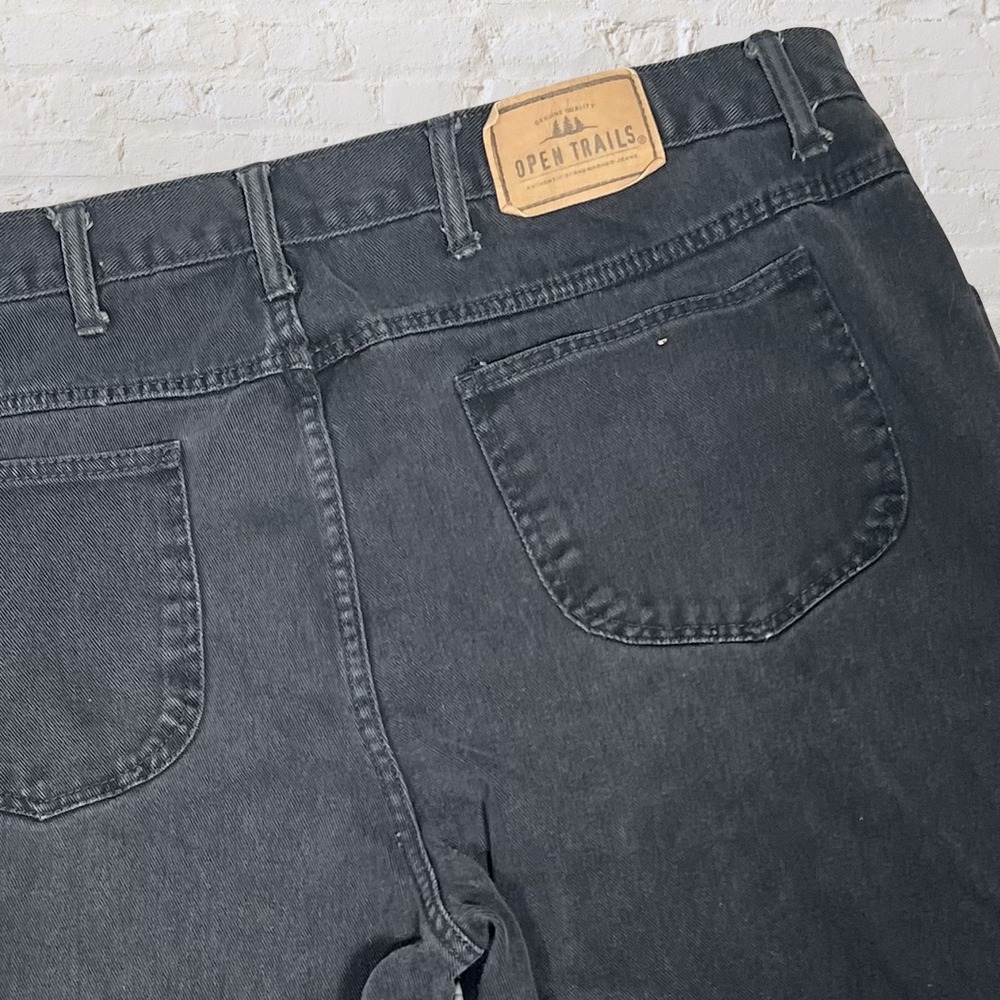 Vintage Open Trails Straight Leg Jeans Men's 40x29 Black 100% Cotton Relaxed 90s - Picture 7 of 10